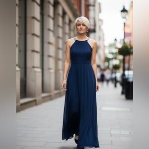 Elegant Embellished Navy Dress